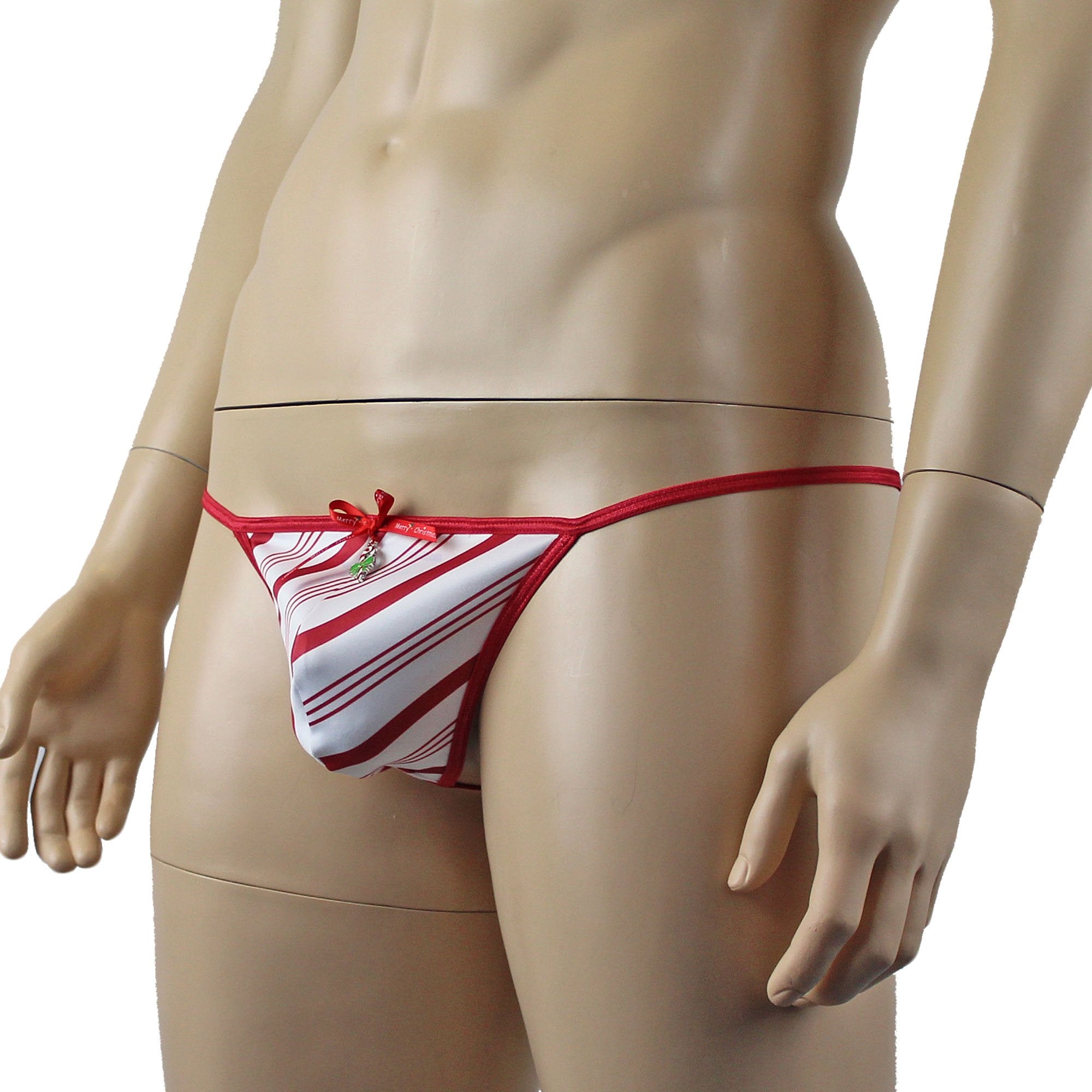 Christmas Candy Cane Mens G string Pouch Xmas Underwear
