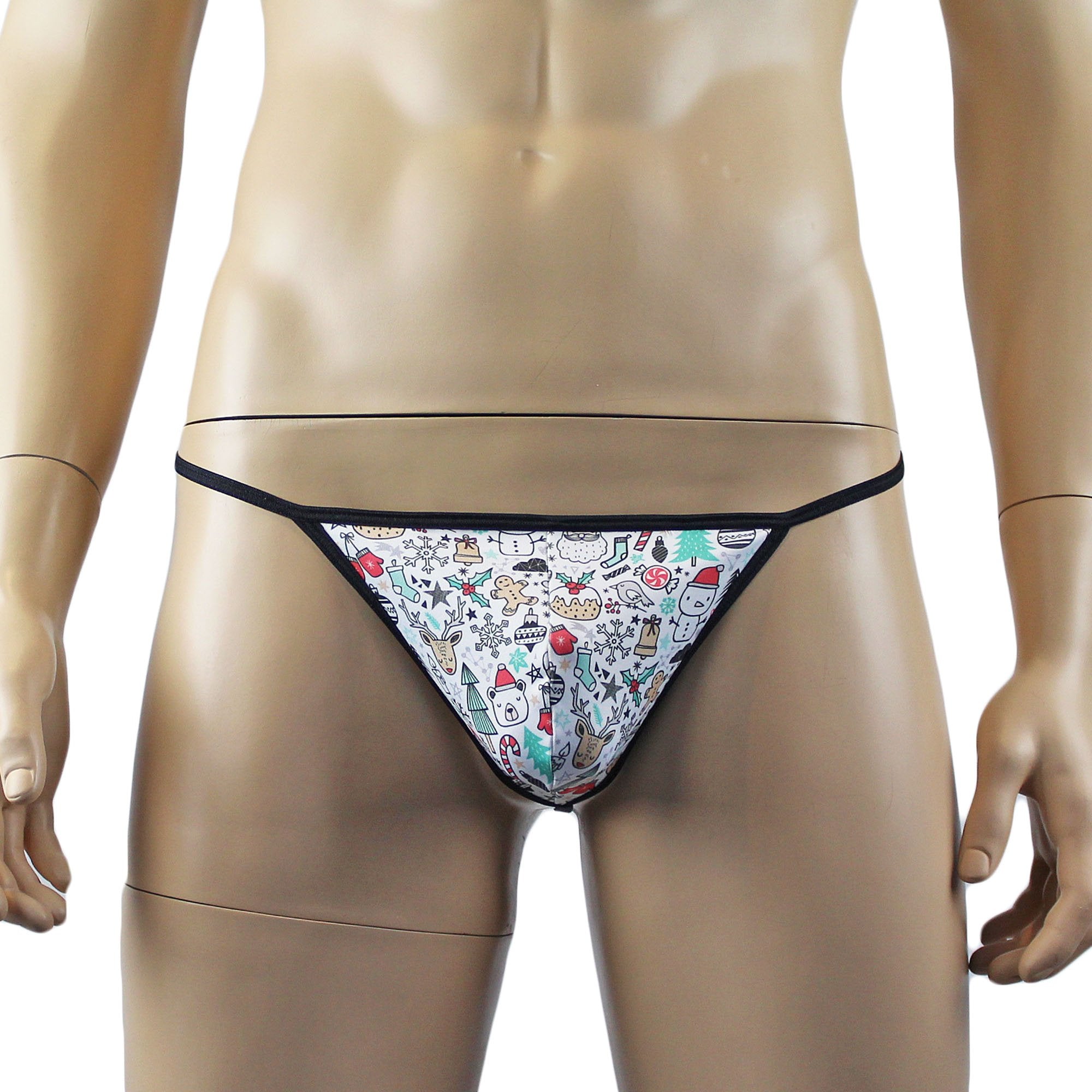 Christmas Holiday Gift Wrap Mens G string Pouch Underwear Xmas Underwear