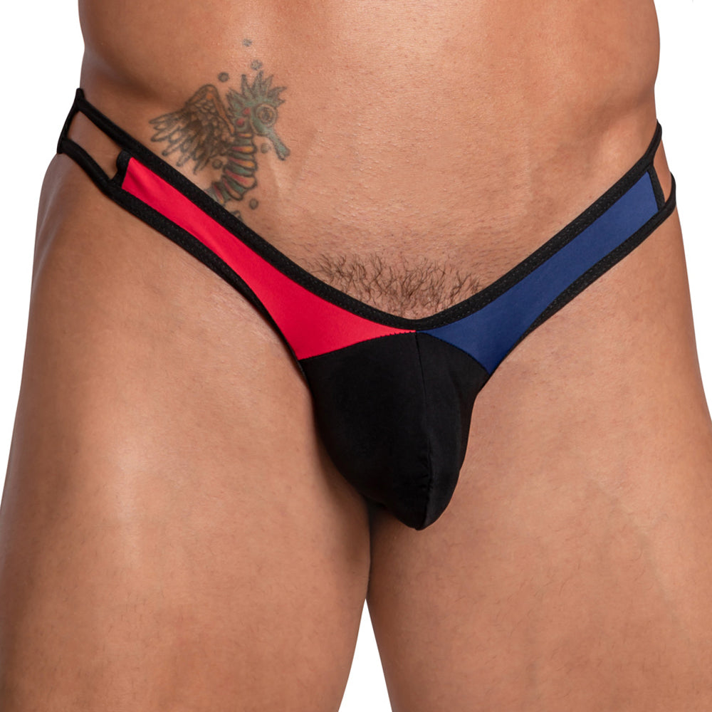 Daddy DDE050 Tri Color Block Low Rise Jockstrap Underwear for Men