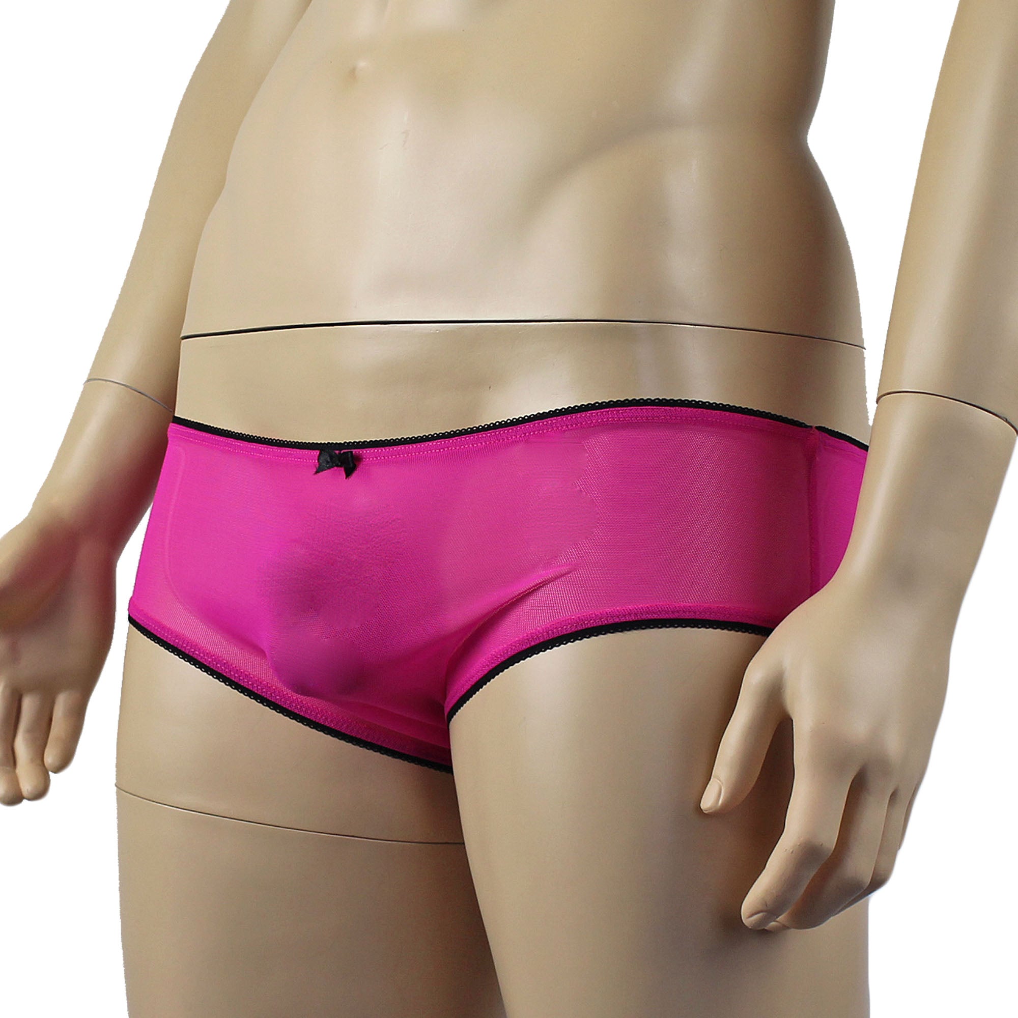 Mens Sheer Mesh Panty with Black Pico Elastic (cerise plus other colours)