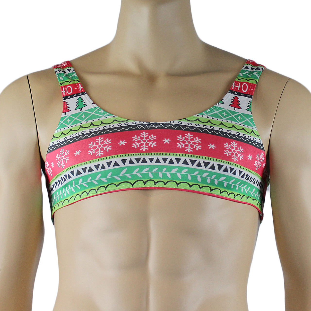 Christmas Gift Wrap Mens Crop Top Bra Xmas Underwear