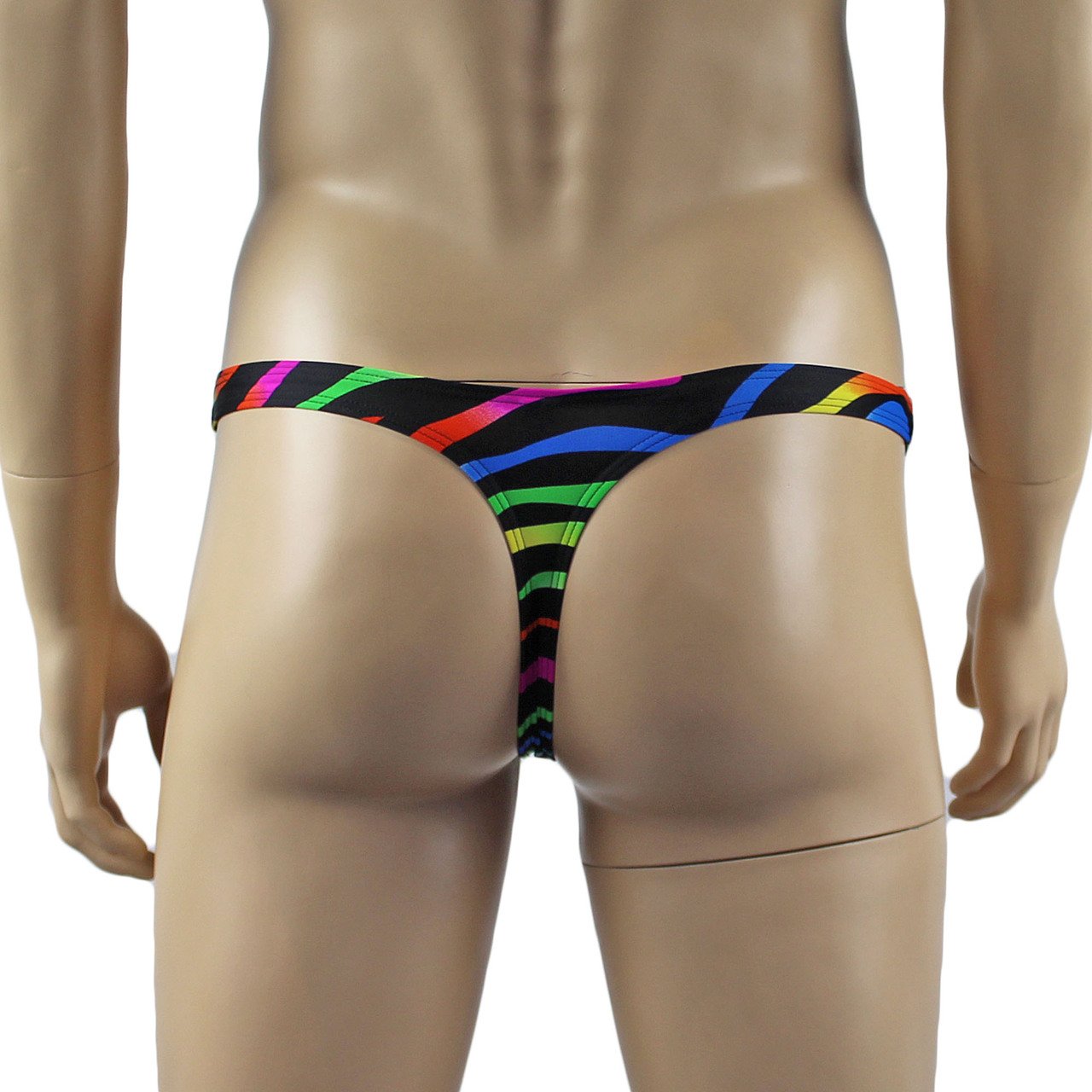 Mens Rainbow Zebra Gay Pride Thong, Male Lingerie Sexy G string