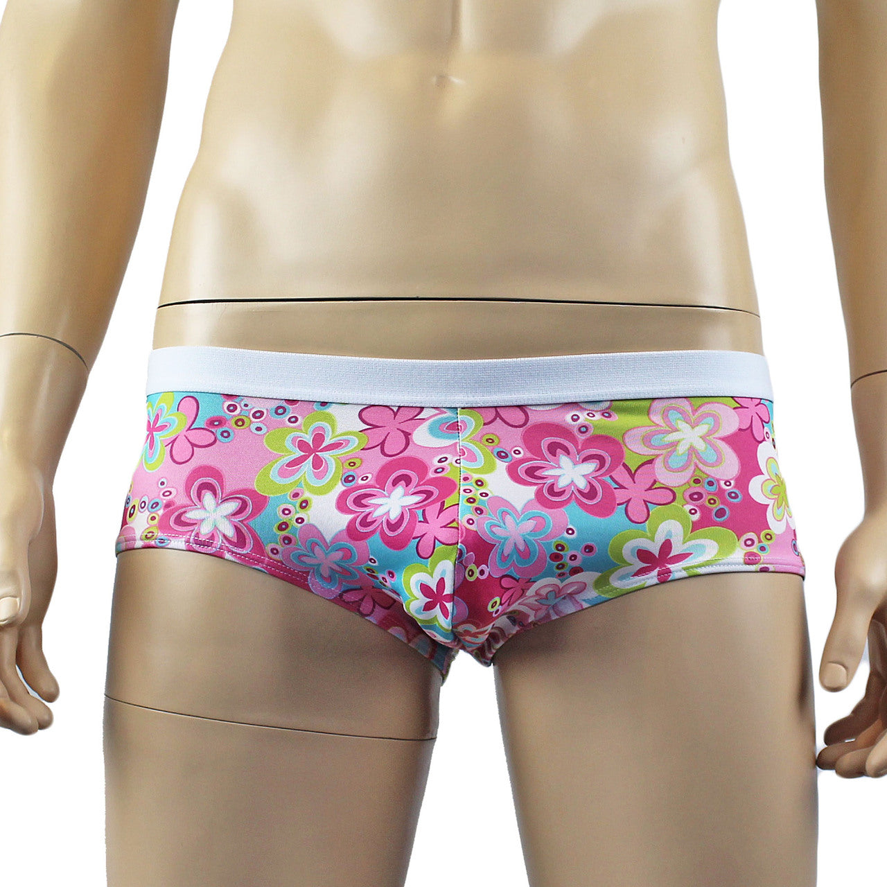 Male Hippie Flower Print Boxer Briefs with Band