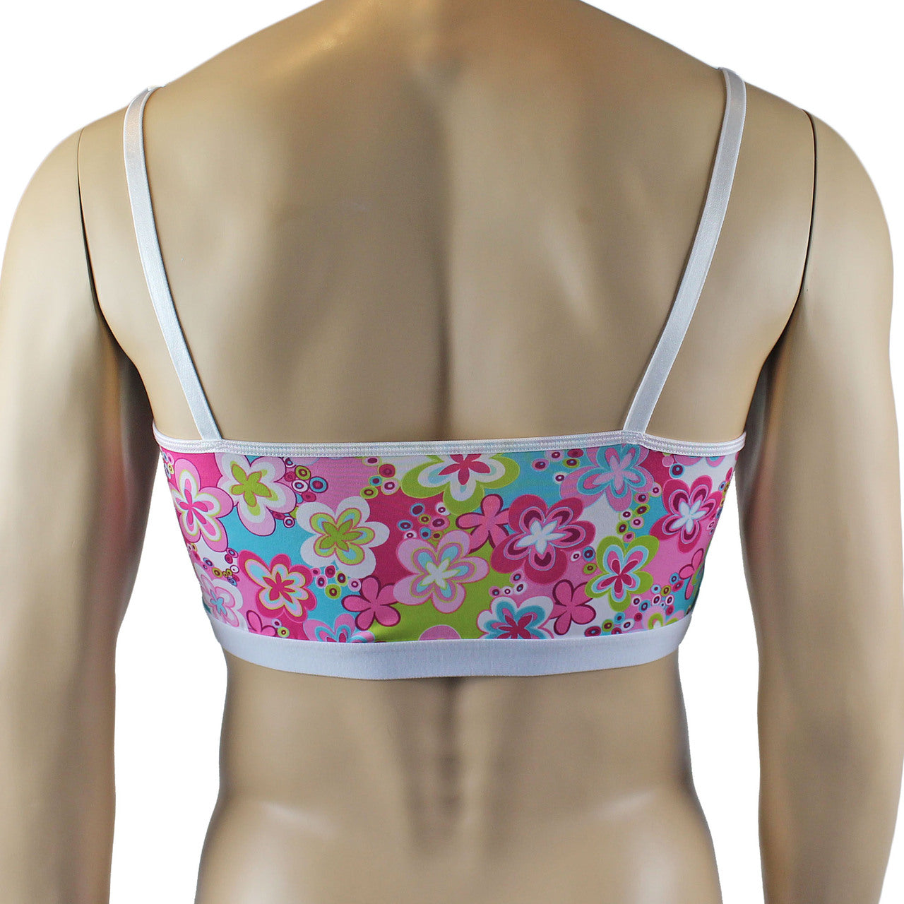 Male Hippie Flower Print Crop Top Camisole with Band
