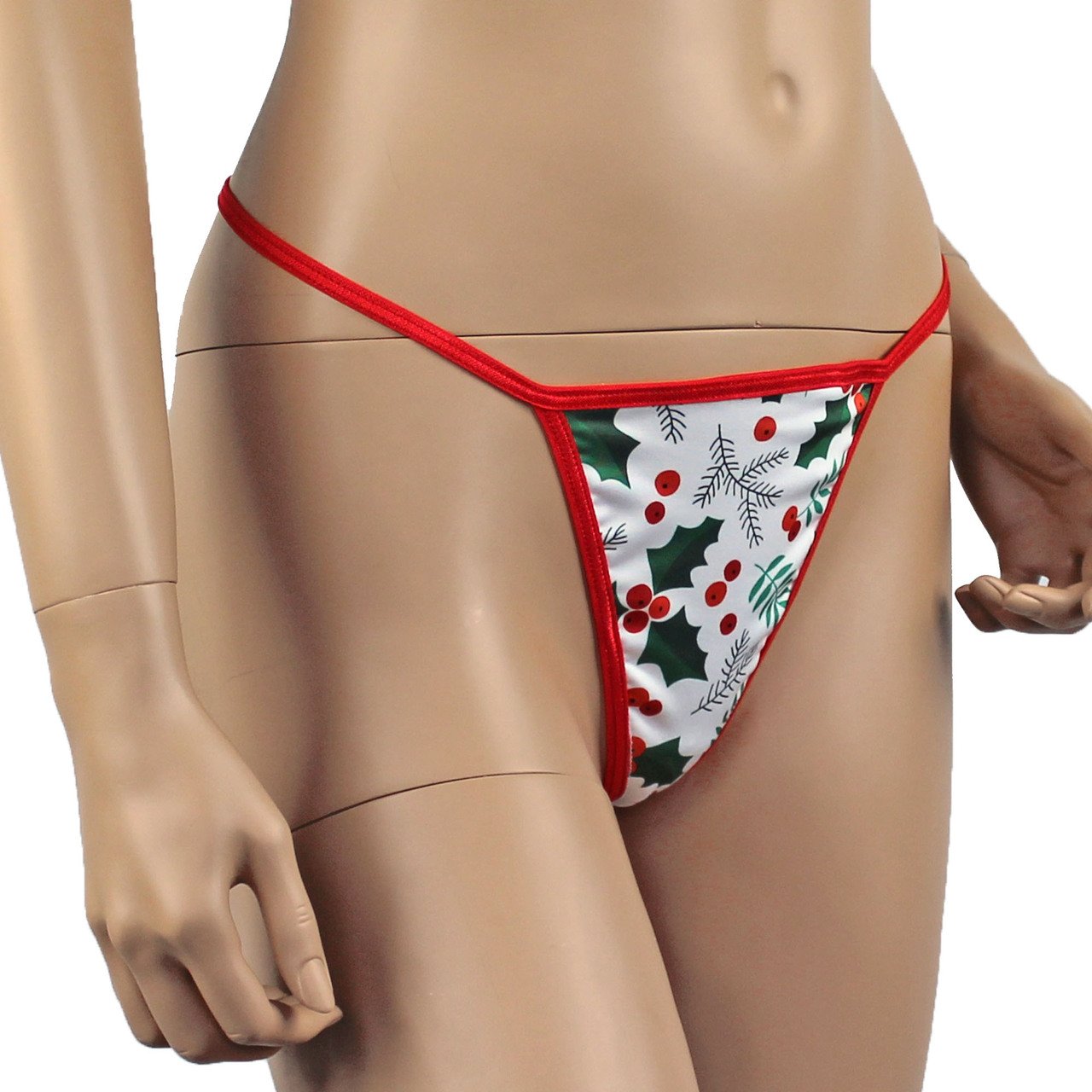 Womens Christmas Holly G string Xmas Underwear