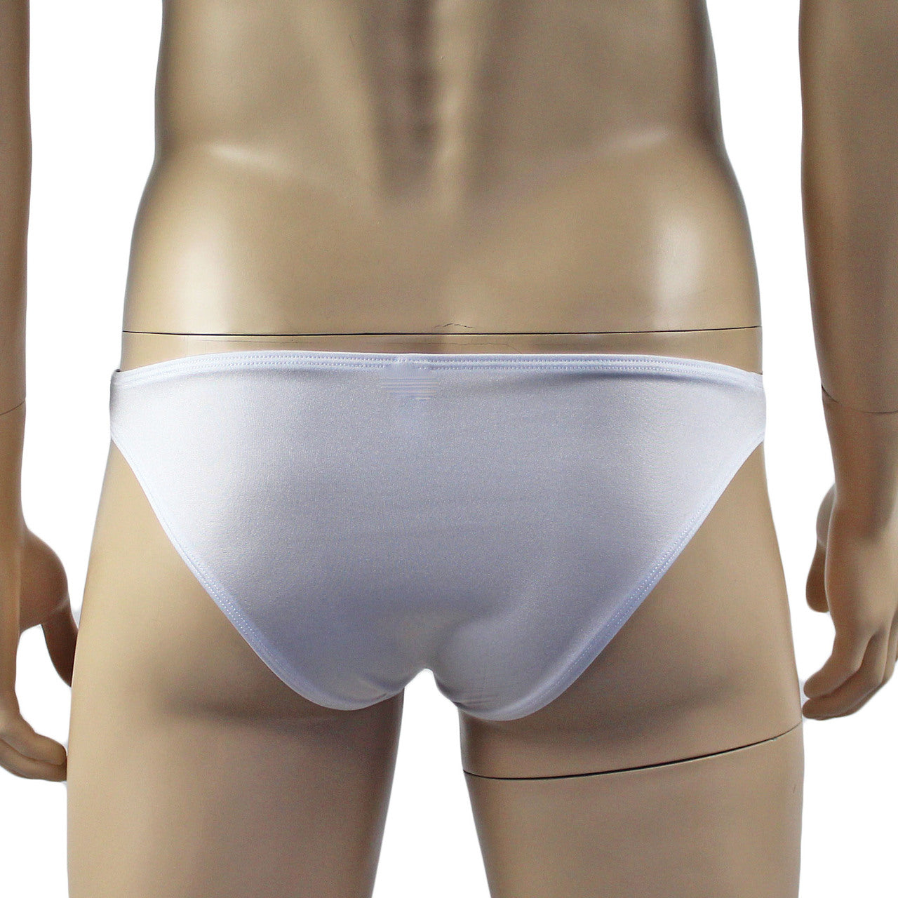 Mens Isabel Panty Stretch Spandex & Lace Bikini Brief with Sexy Back White and White Lace
