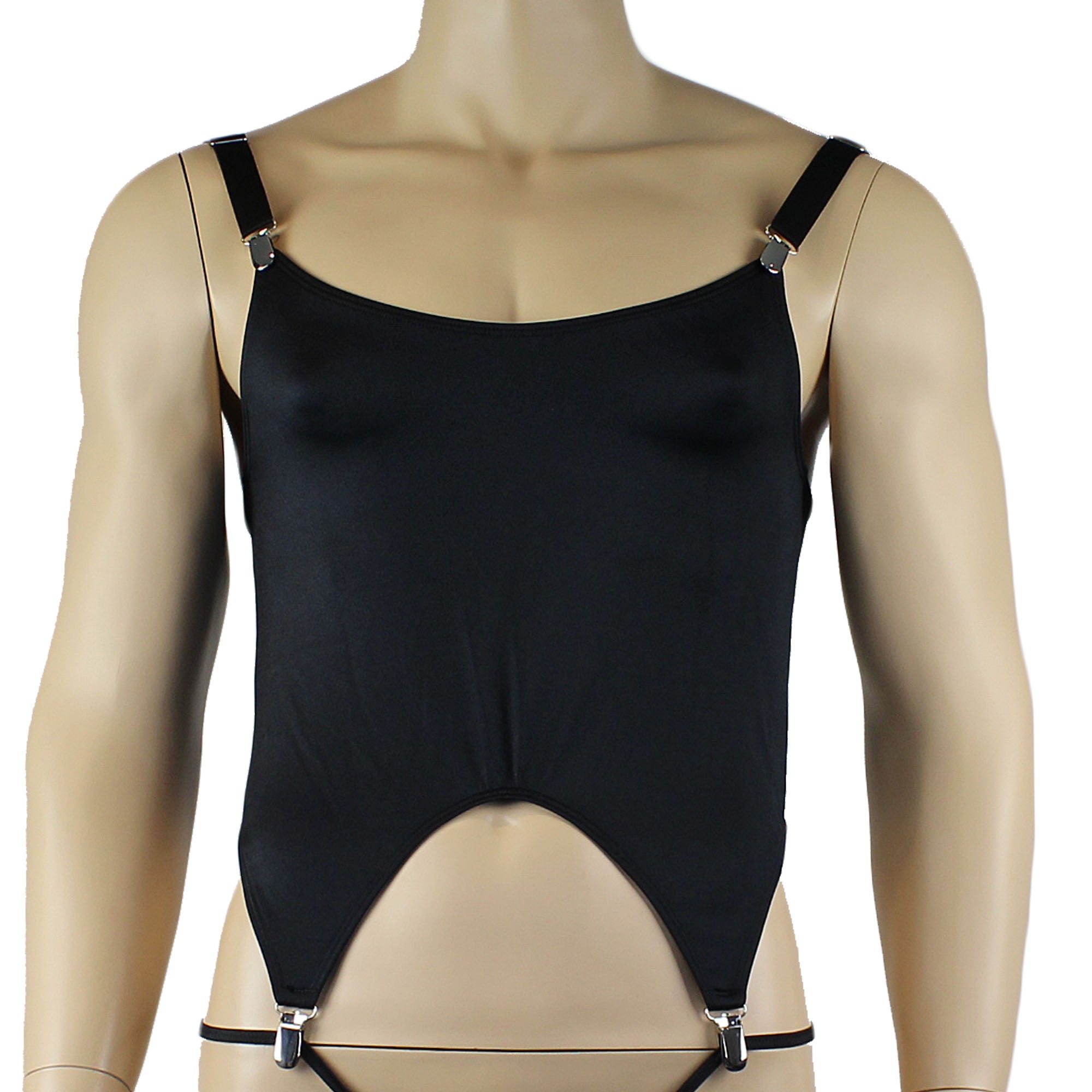 Mens Janice Corset Top, Thong and comes with Detachable Garters & Leg Bands - Sizes up to 3XL