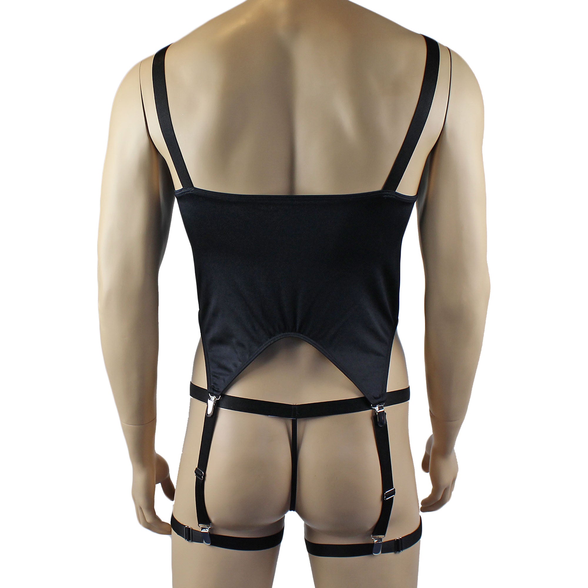 Mens Janice Corset Top, Thong and comes with Detachable Garters & Leg Bands - Sizes up to 3XL