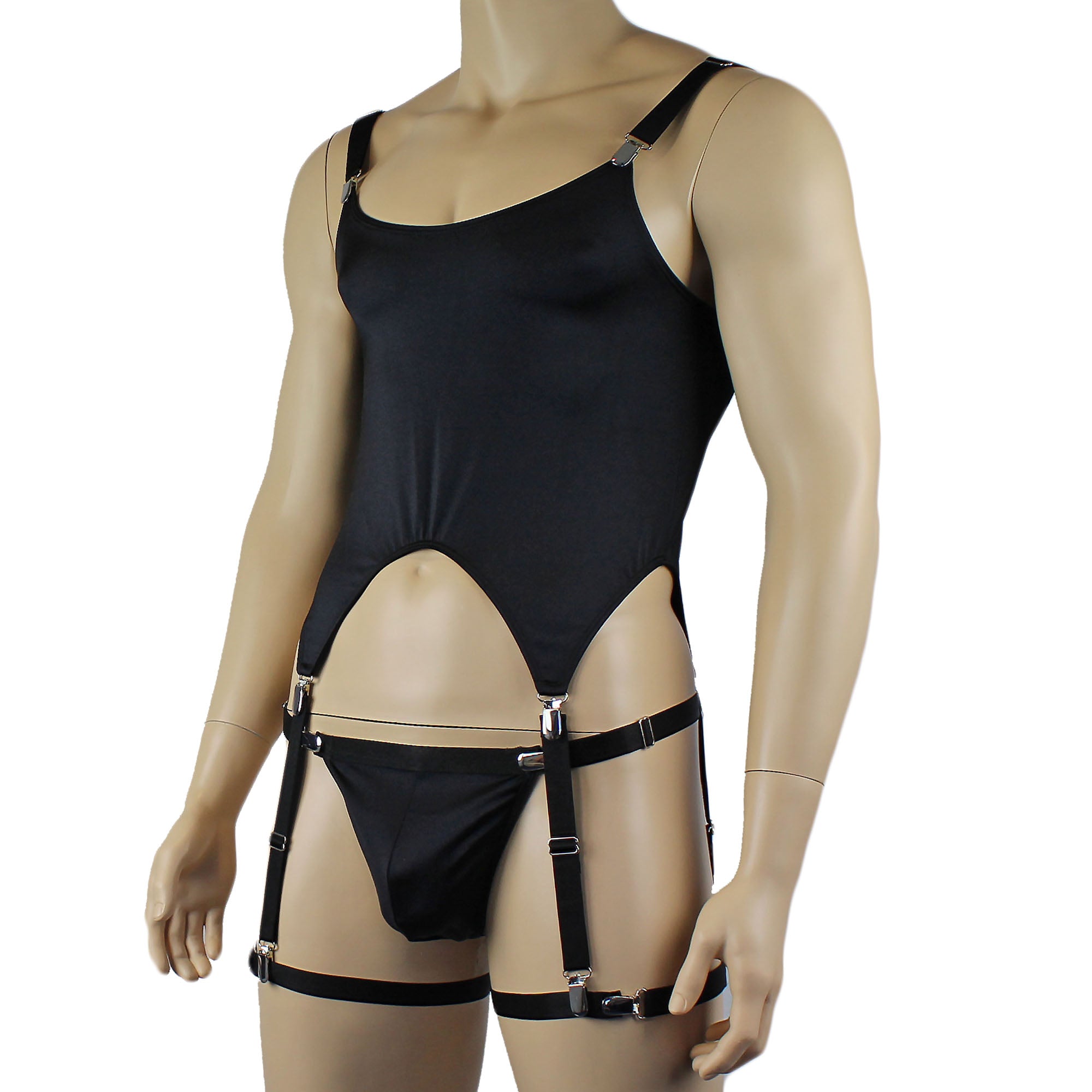 Mens Janice Corset Top, Thong and comes with Detachable Garters & Leg Bands - Sizes up to 3XL