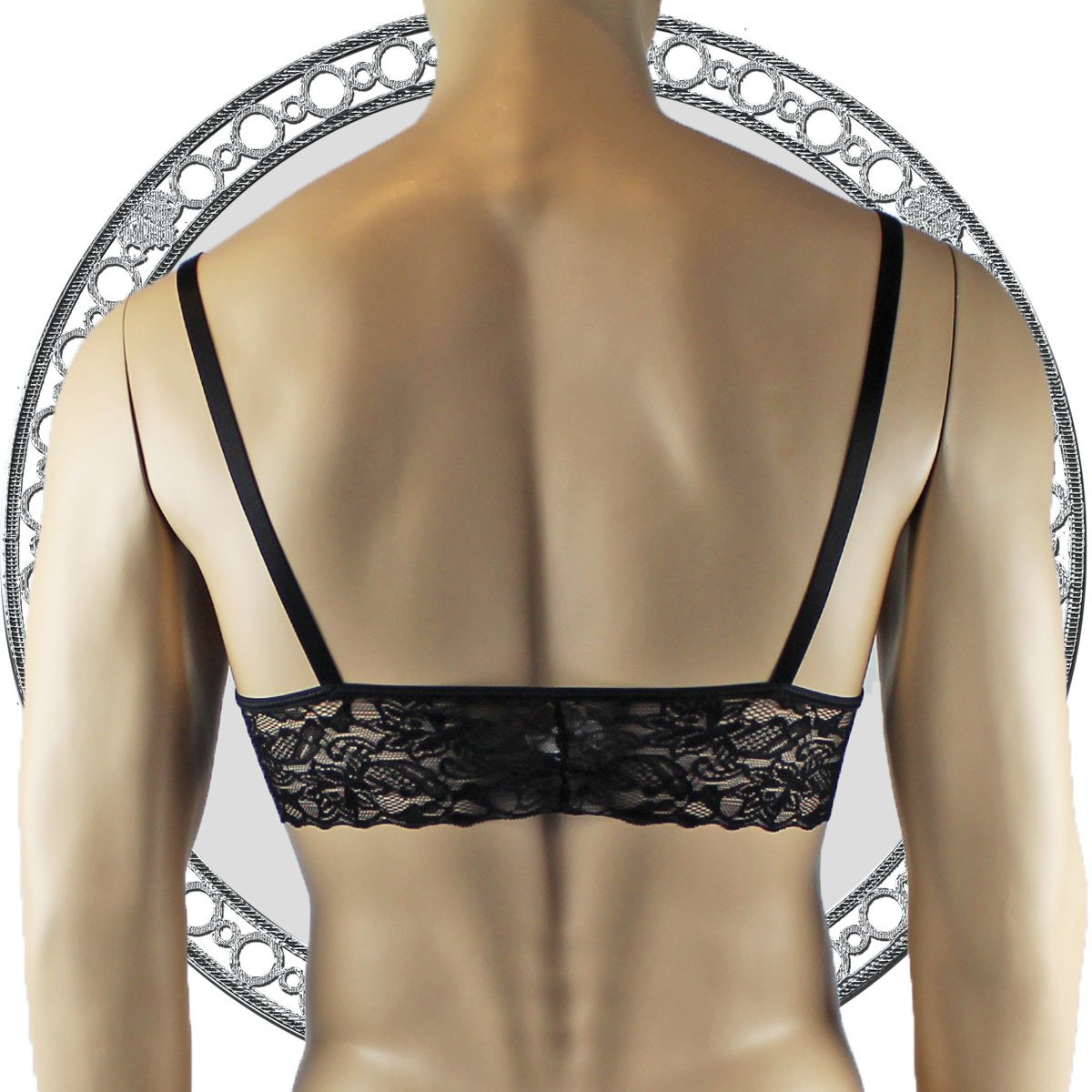 Mens Lace Bra Top Lingerie and Thong for Men Blue and Black