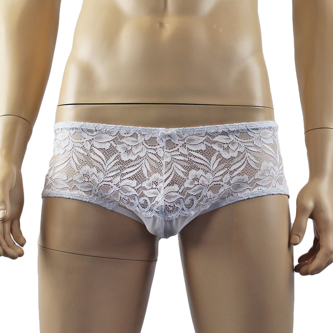Mens Kristy Lingerie Sexy Lace and Mesh Panty Brief White
