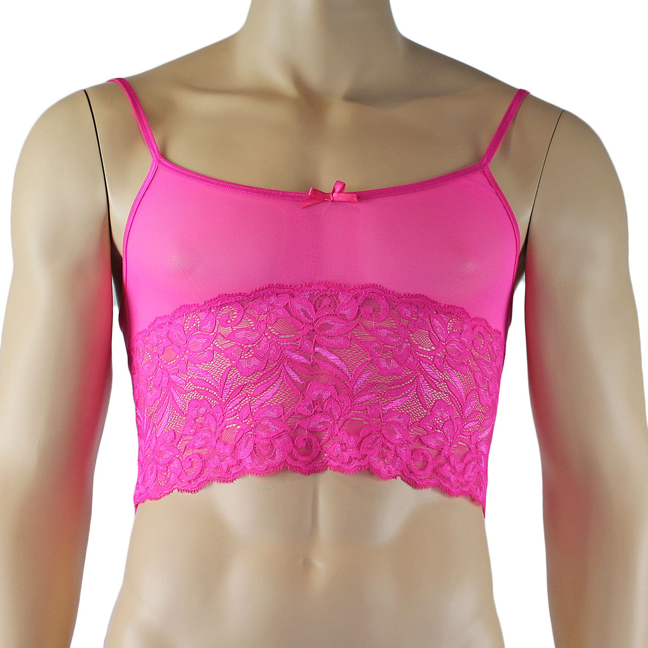 Mens Kristy Sexy Lace Camisole Top Male Lingerie Hot Pink