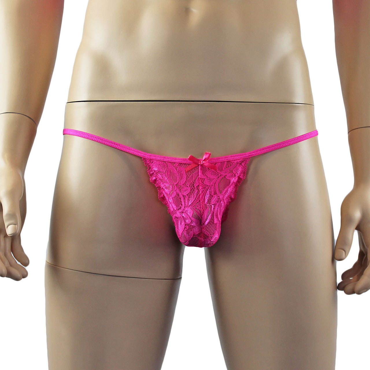 Mens Kristy Sexy Lace Pouch G string Panty Male Lingerie Hot Pink
