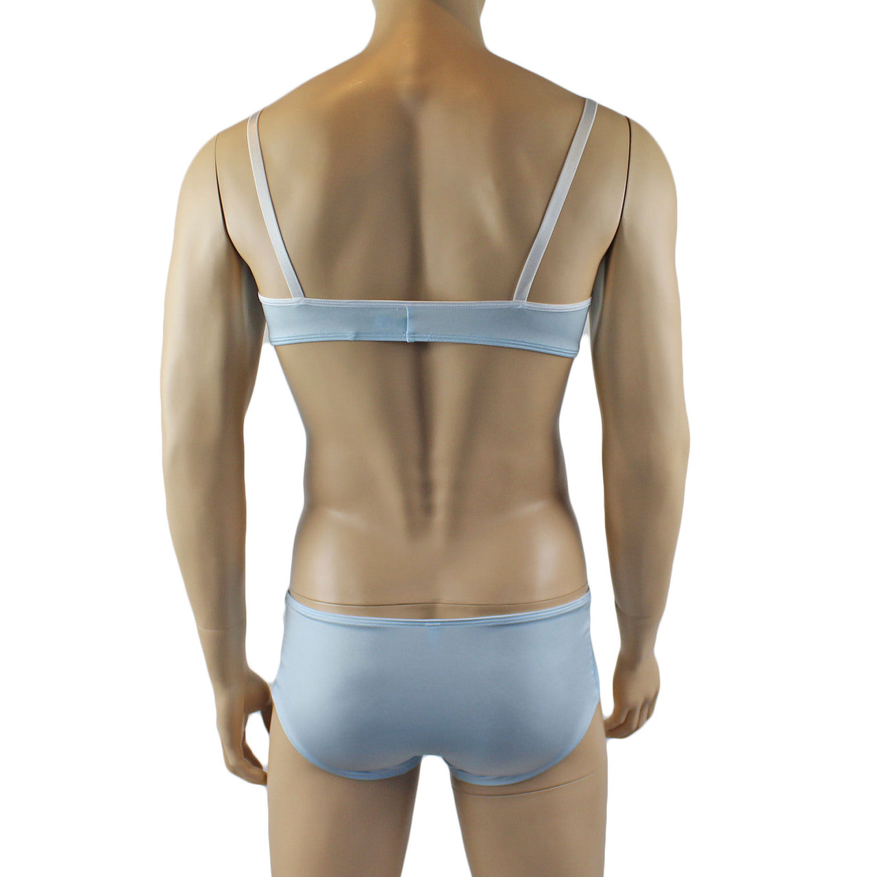 Mens Luxury Bra Top and Boxer Brief Light Blue