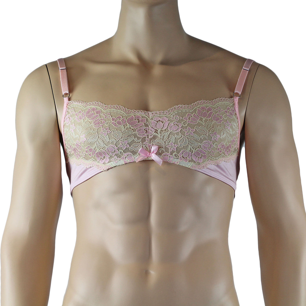 Mens Luxury Bra Top and Boxer Brief Pink