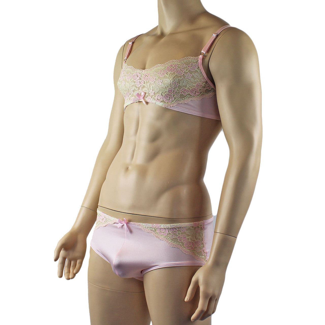 Mens Luxury Bra Top and Boxer Brief Pink