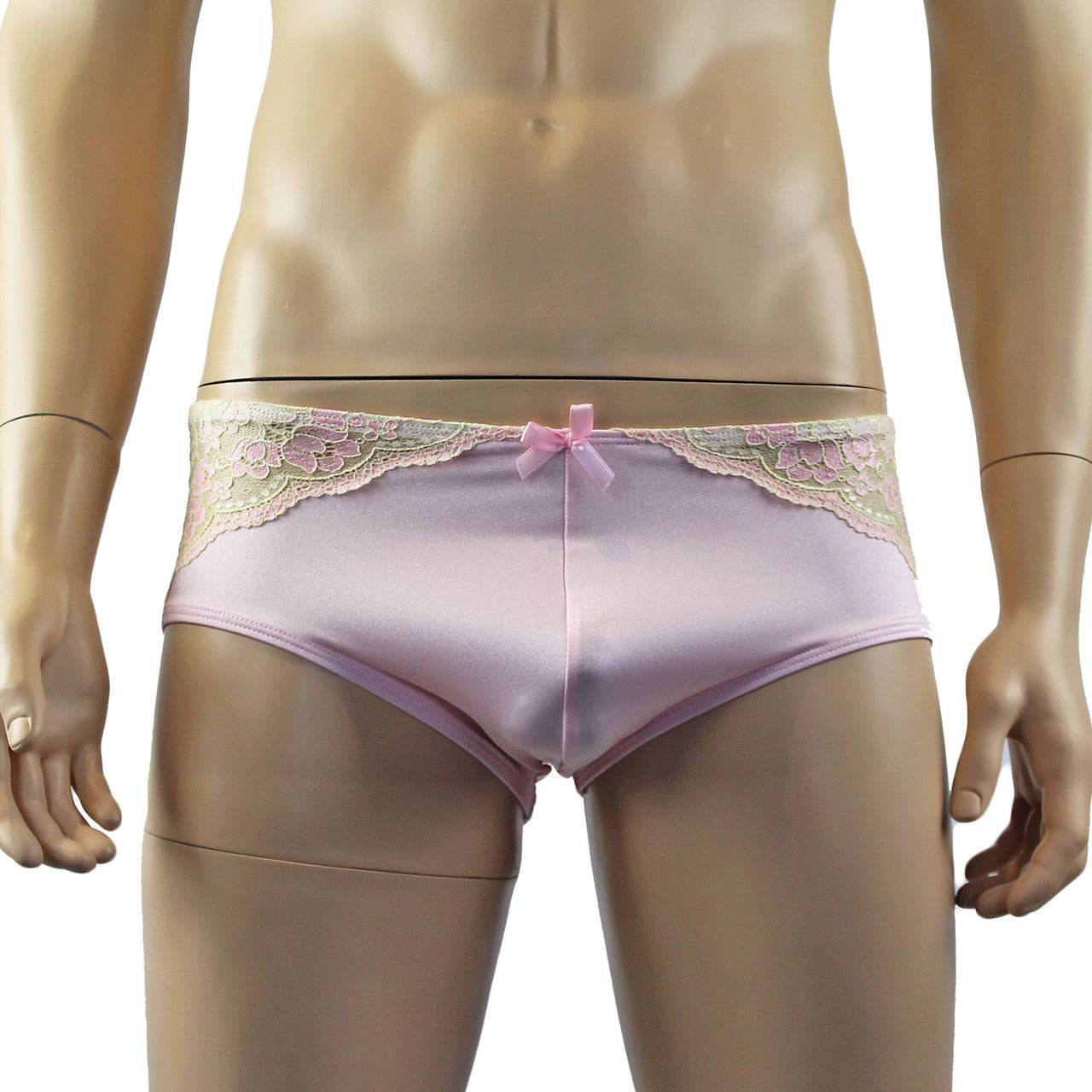Mens Luxury Boxer Brief with Detachable Garters and Stockings Pink