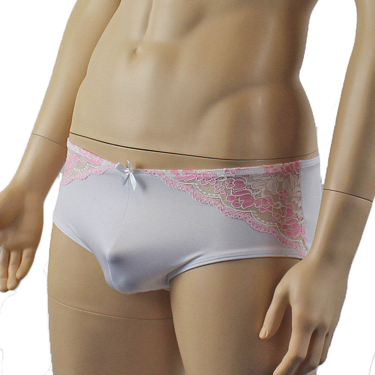 Mens Luxury Stretch Boxer Brief with Beautiful Lace White
