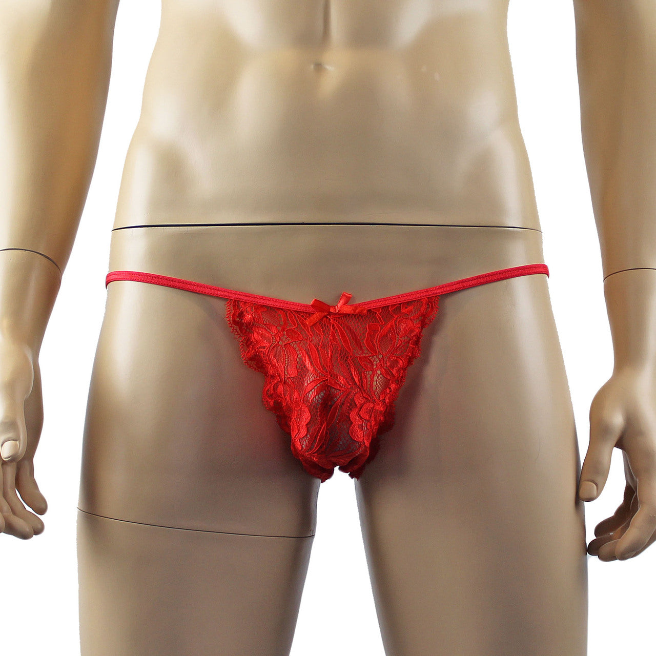 Mens Kristy Sexy Lace Bikini Brief, Male Panties Red