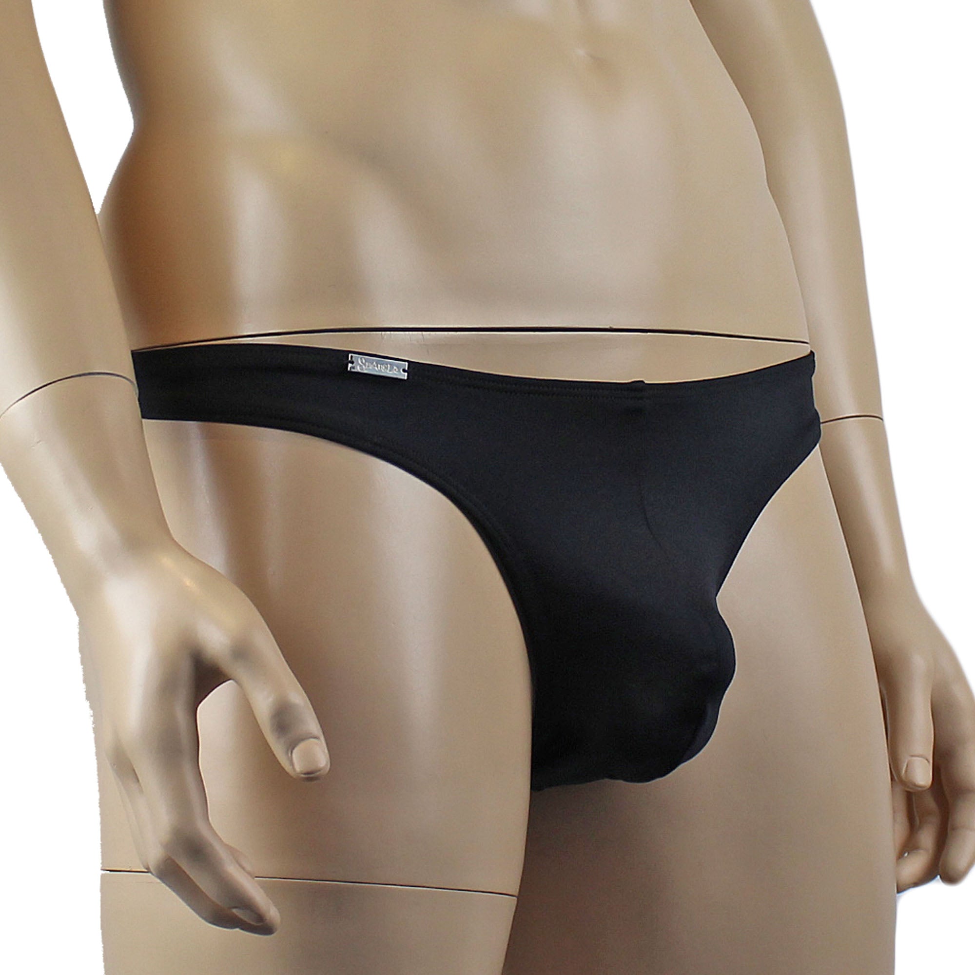 Mens Mick Stretch Spandex Low Rise Thong Black