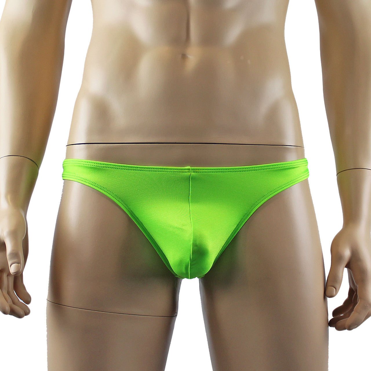 Mens Mick Stretch Spandex Low Rise Thong Neon Lime