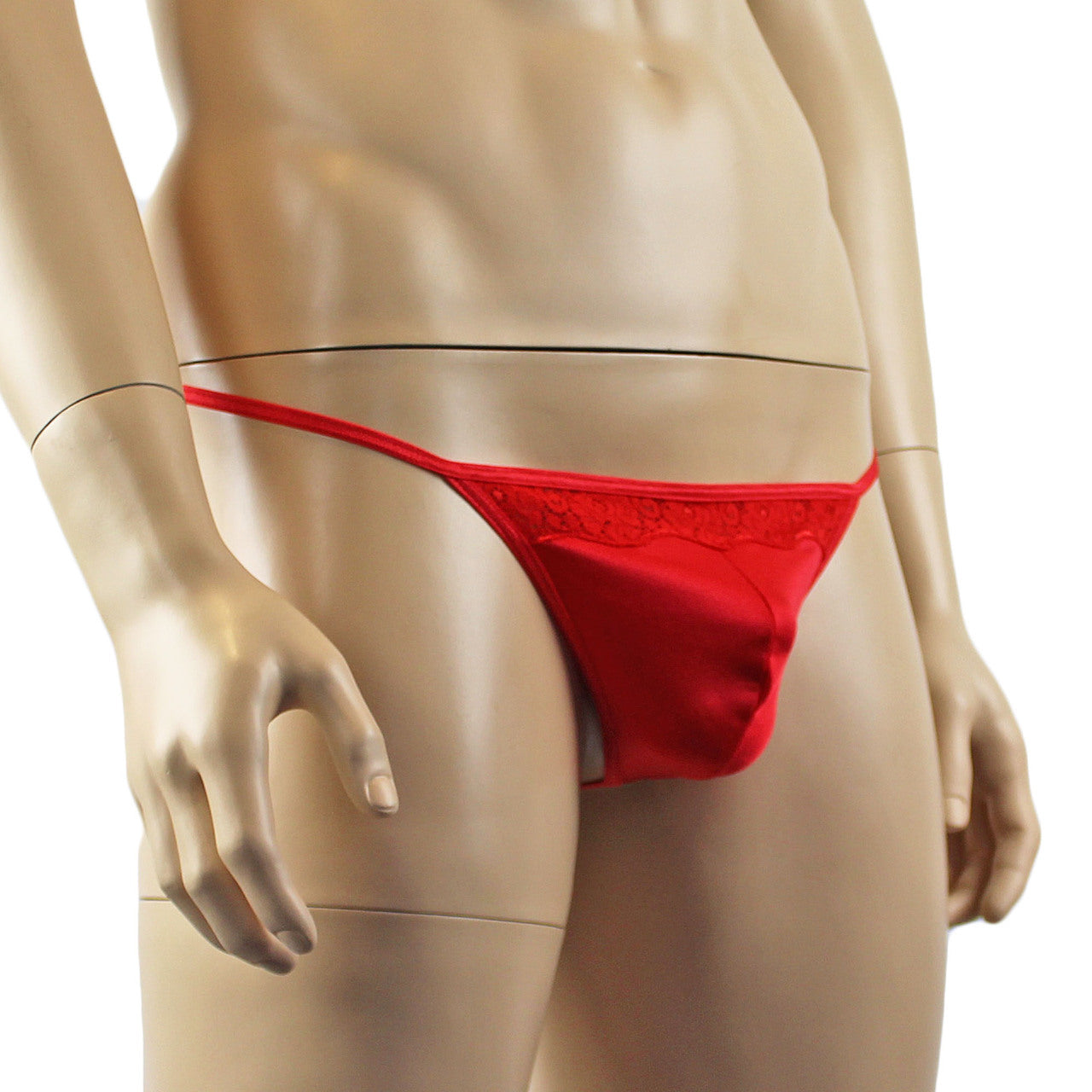 Mens Love Pouch G string with Bow Back Red