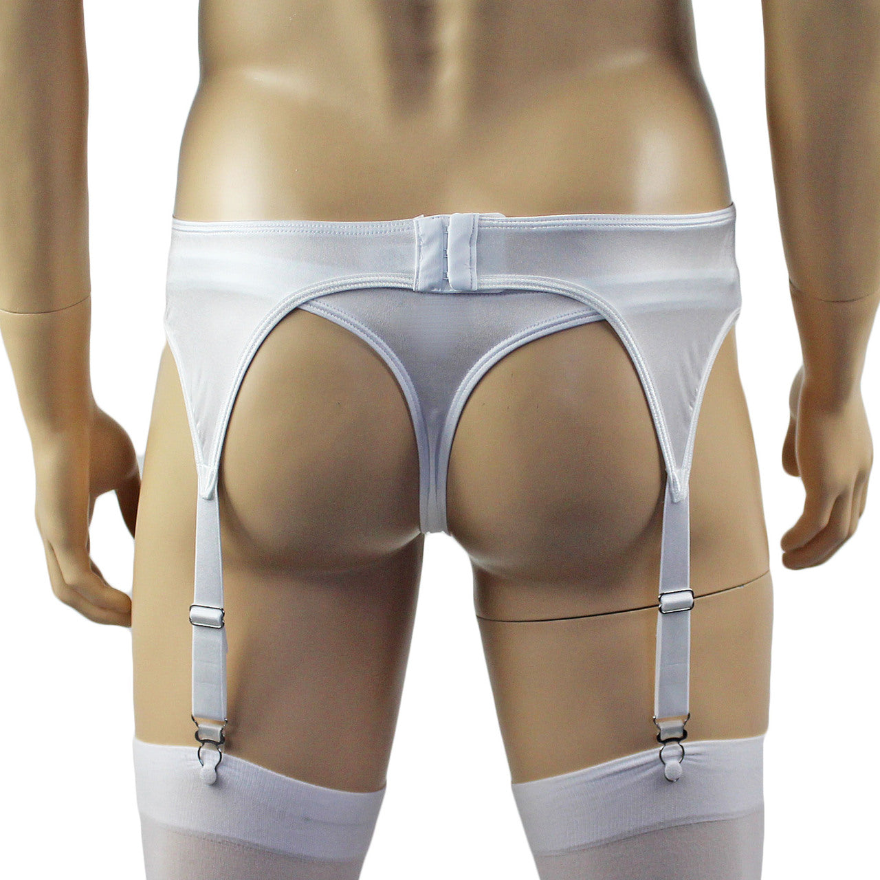 Male Romance Stretch Spandex G string Thong & Garterbelt White or Black