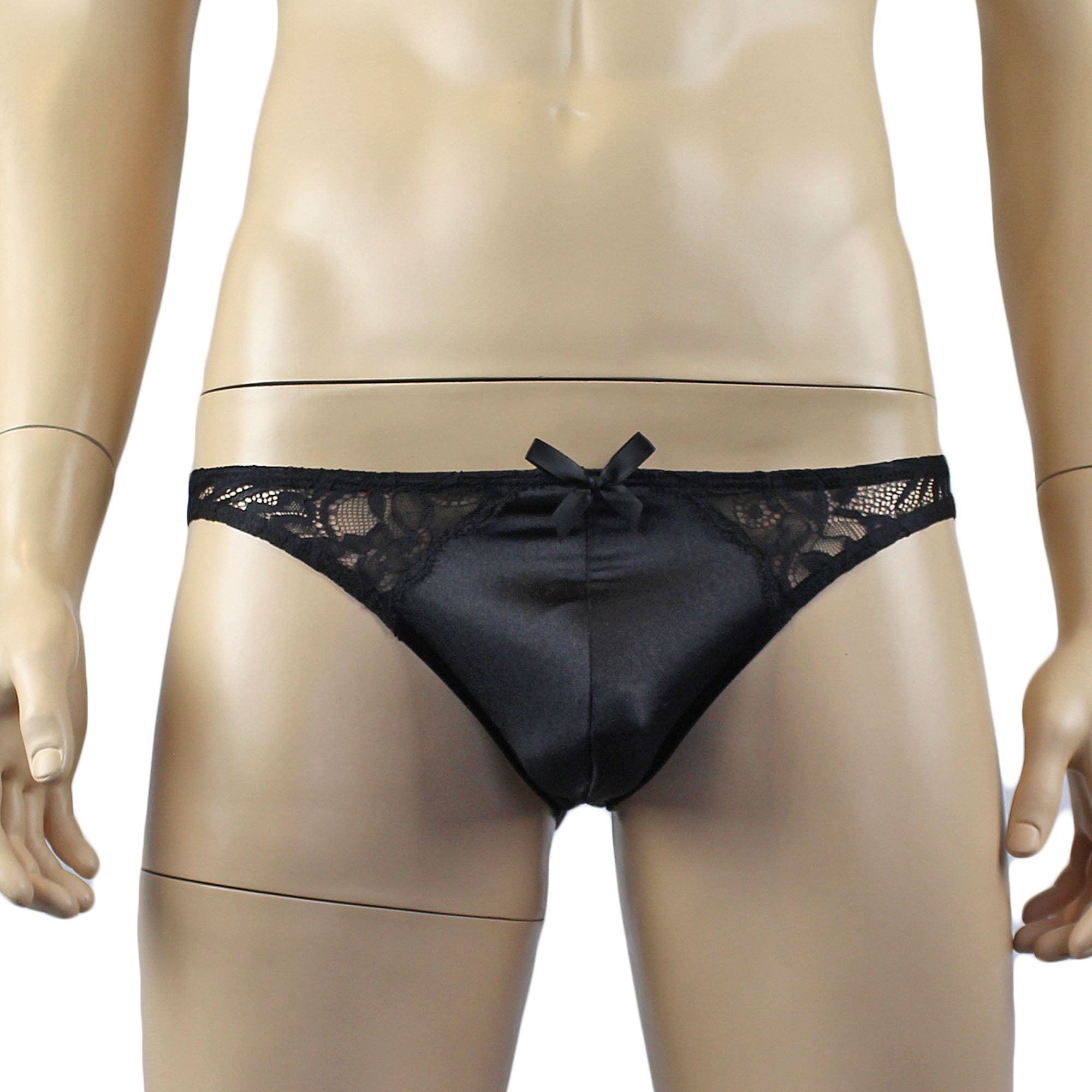 Mens Risque G string Thong Black and Black Lace