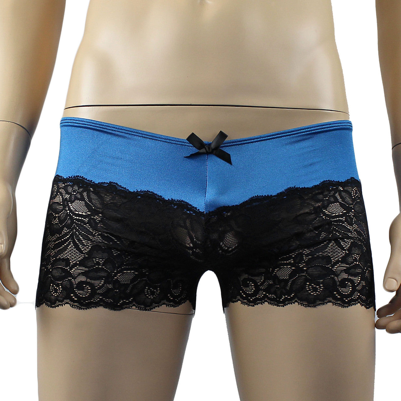 Mens Risque Boxer Briefs Teal and Black Lace