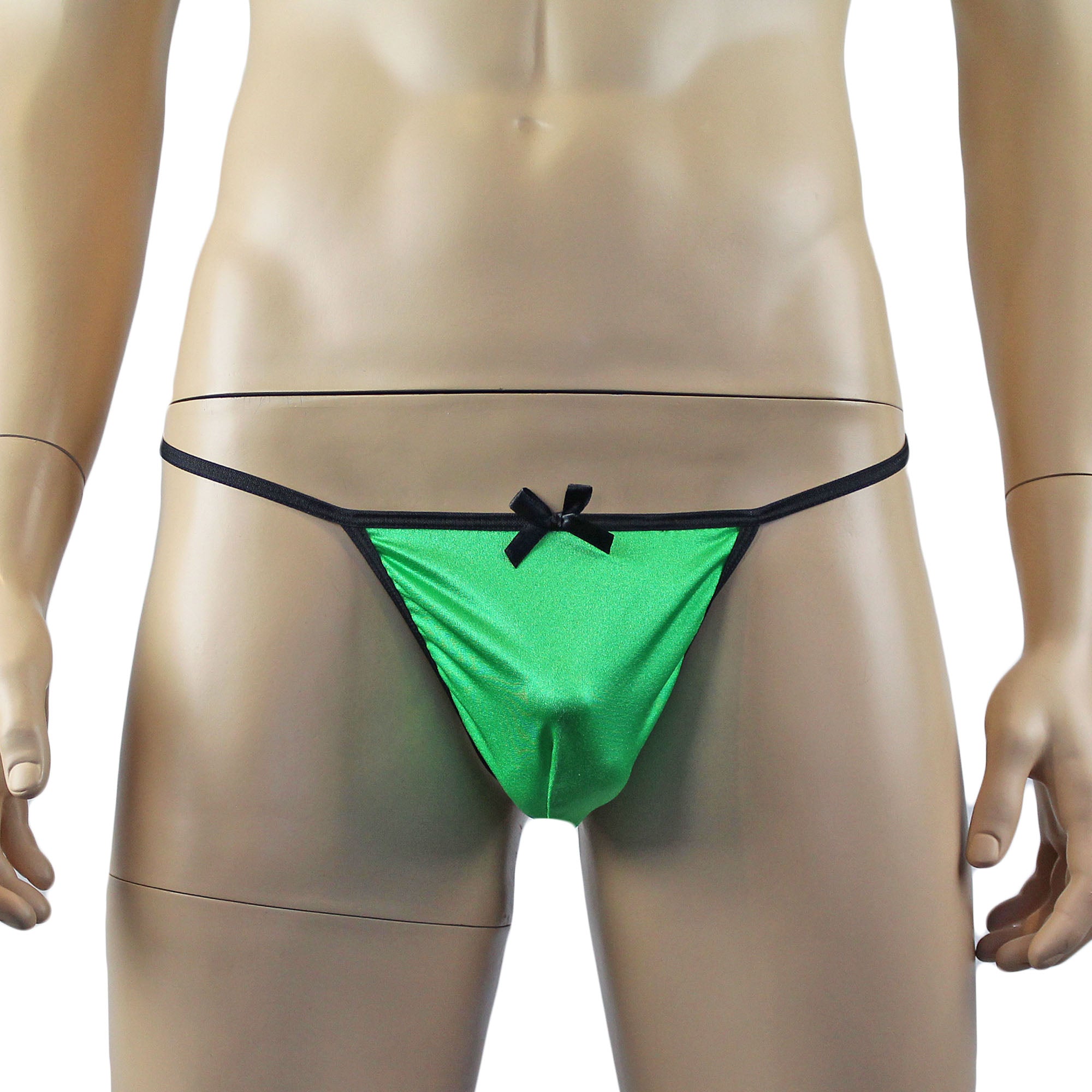 Mens Risque Bra Top, G string and Garterbelt Green and Black Lace