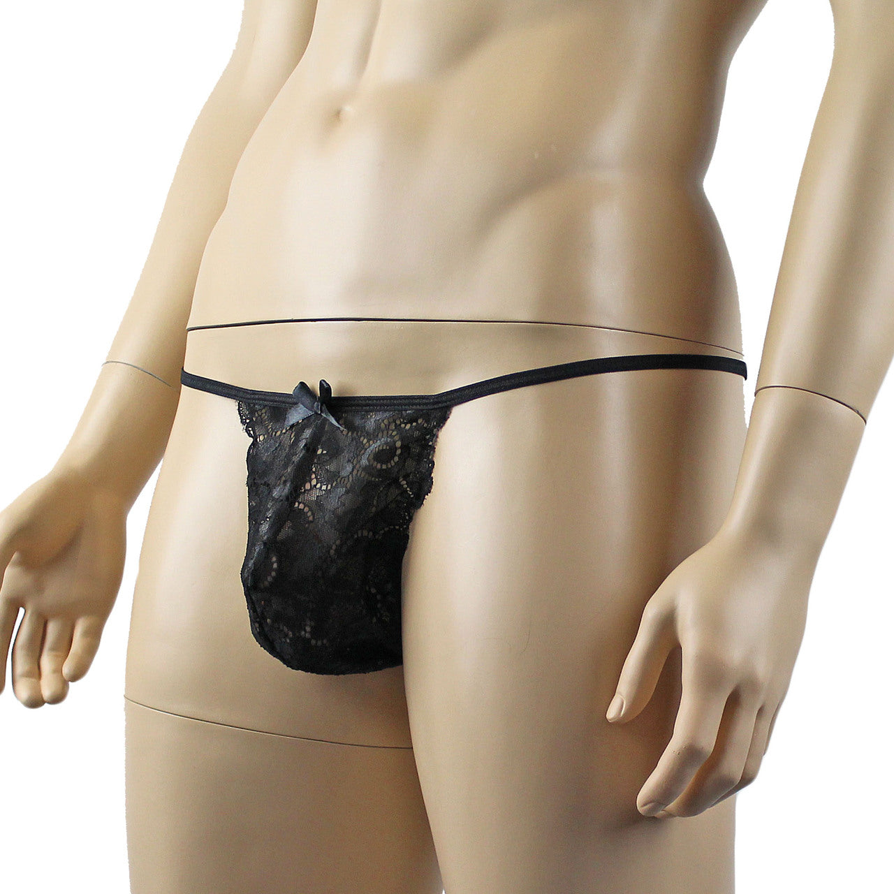 Mens Sweetheart Shiny Lace Pouch G string (black plus other colours)