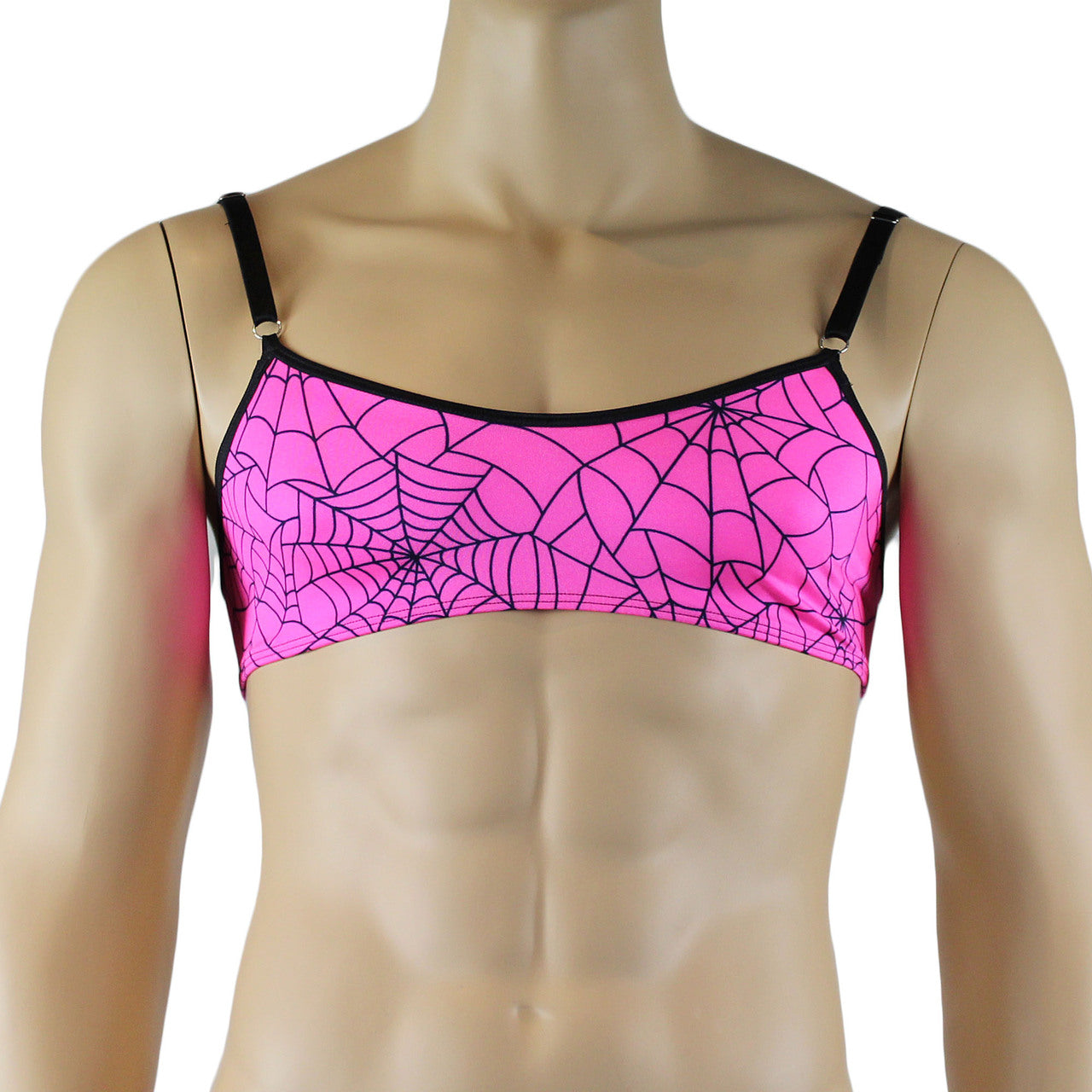 Mens Spooky Spider Web Bra Top Lime Green or Hot Pink