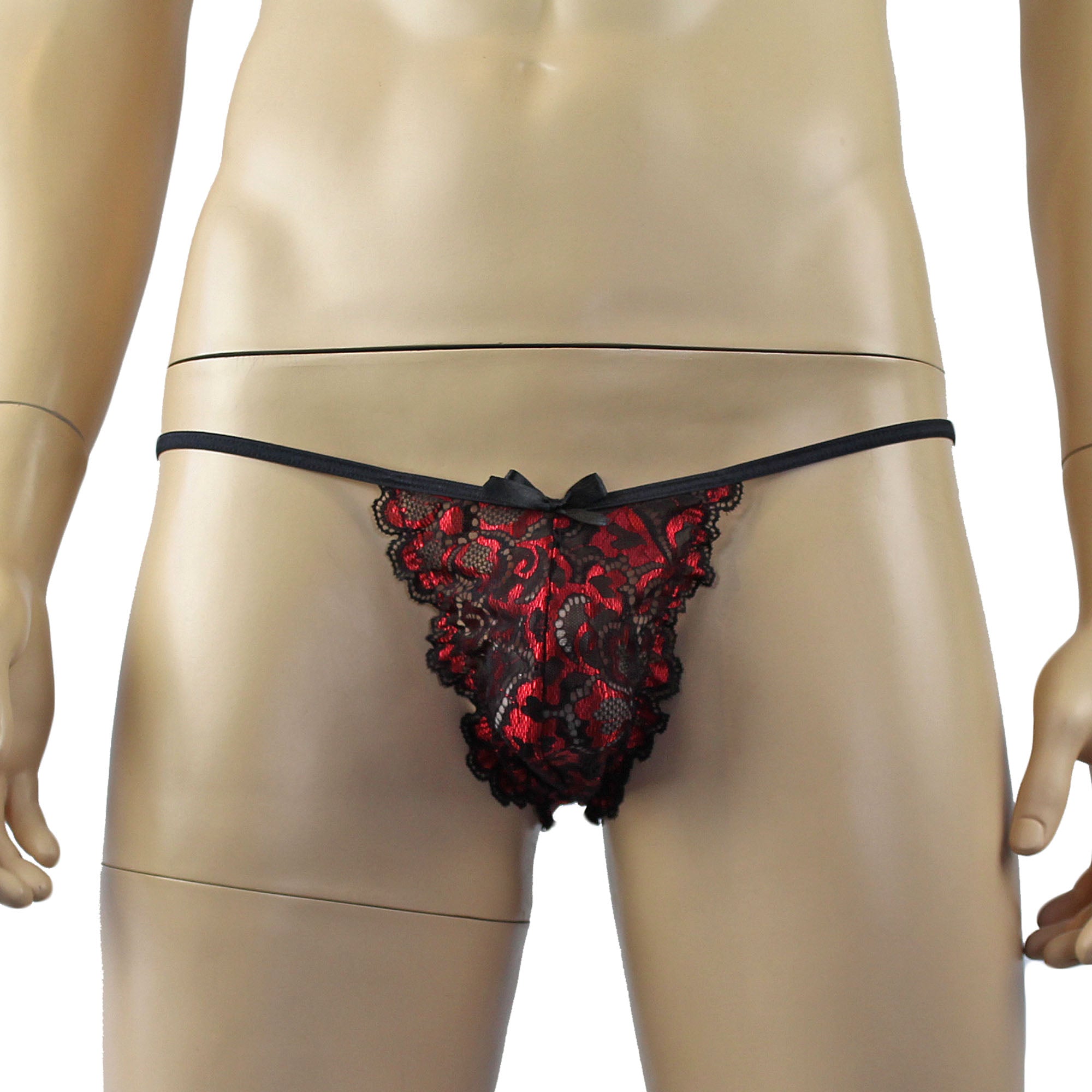 Mens Sweetheart Shiny Lace Bikini Brief Panty (red plus other colours)