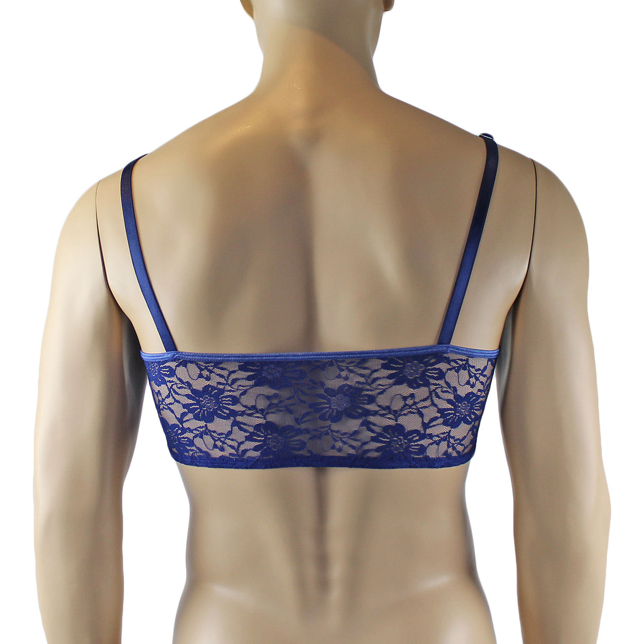 LAST ORDERS - Mens Sexy Lace Crop Top Bra and Matching Lace Thong Navy