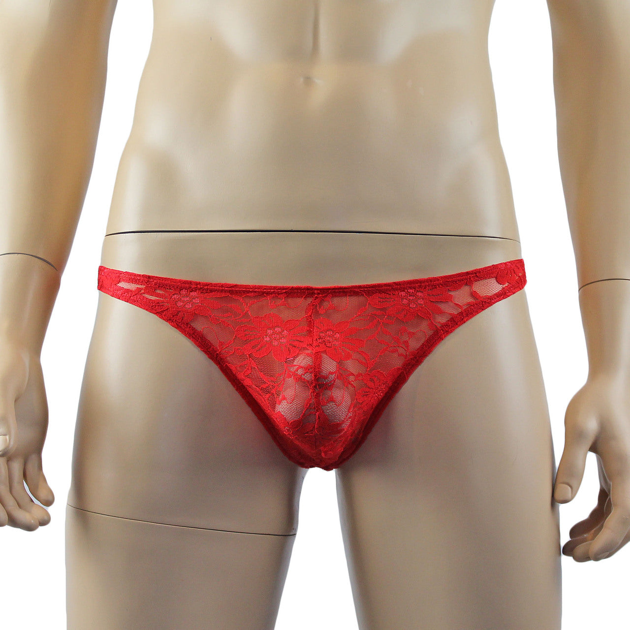 Mens Sexy Lingerie Lace Thong G string Red