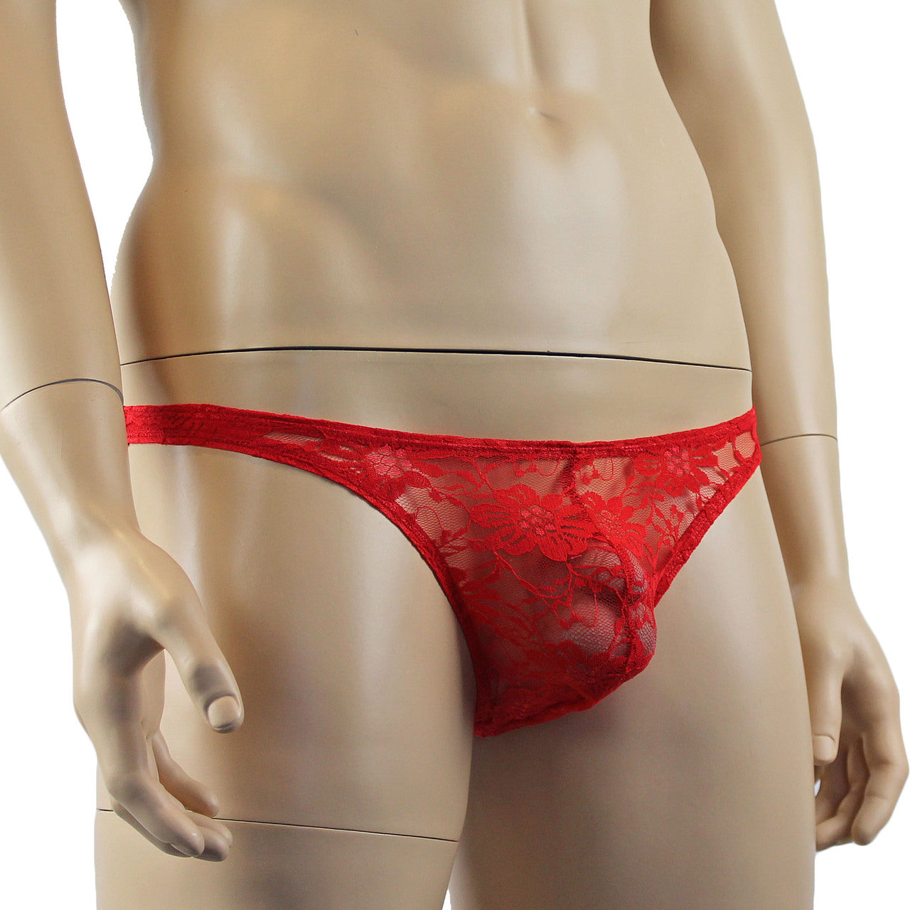 Mens Sexy Lingerie Lace Thong G string Red