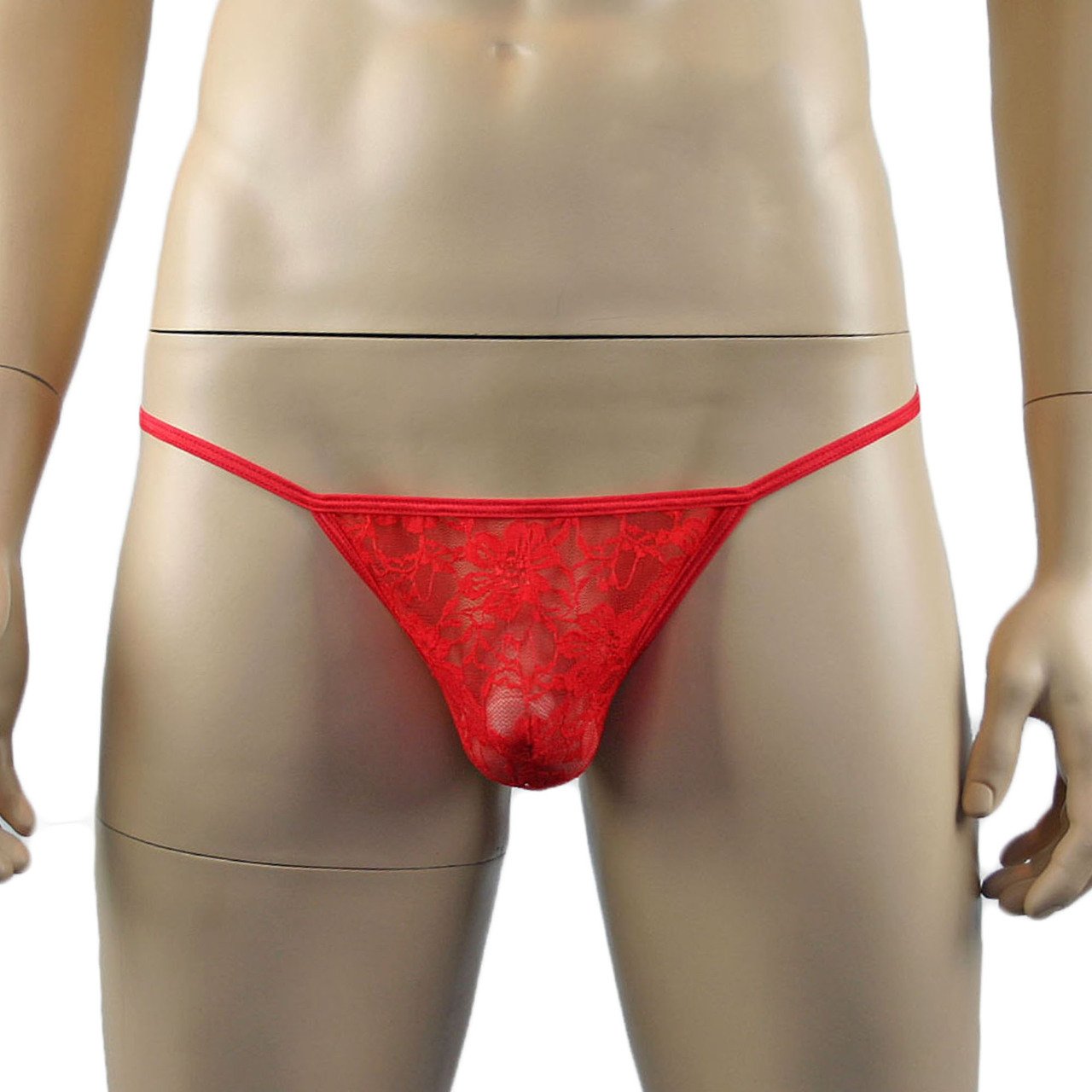 Mens Floral Lace Sheer G string (red plus other colours)