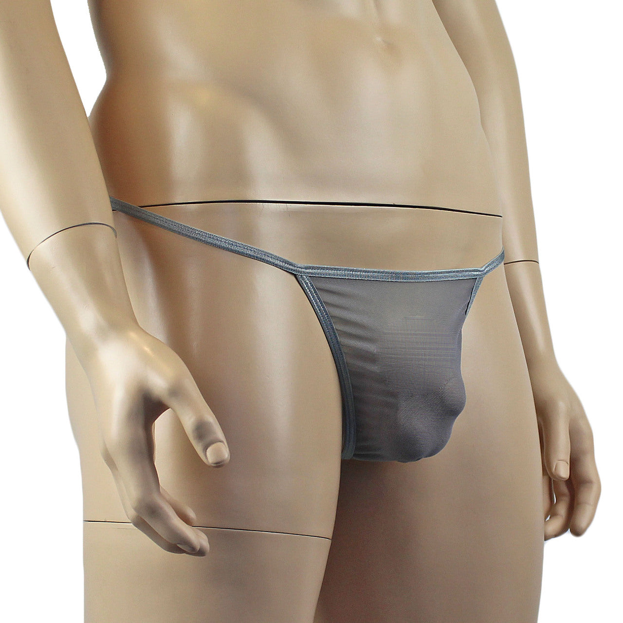 Mens Vicky See Through Sheer Mesh Pouch G string Grey