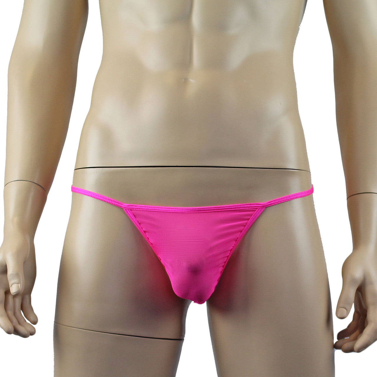 Mens Vicky See Through Sheer Mesh Pouch G string Hot Pink