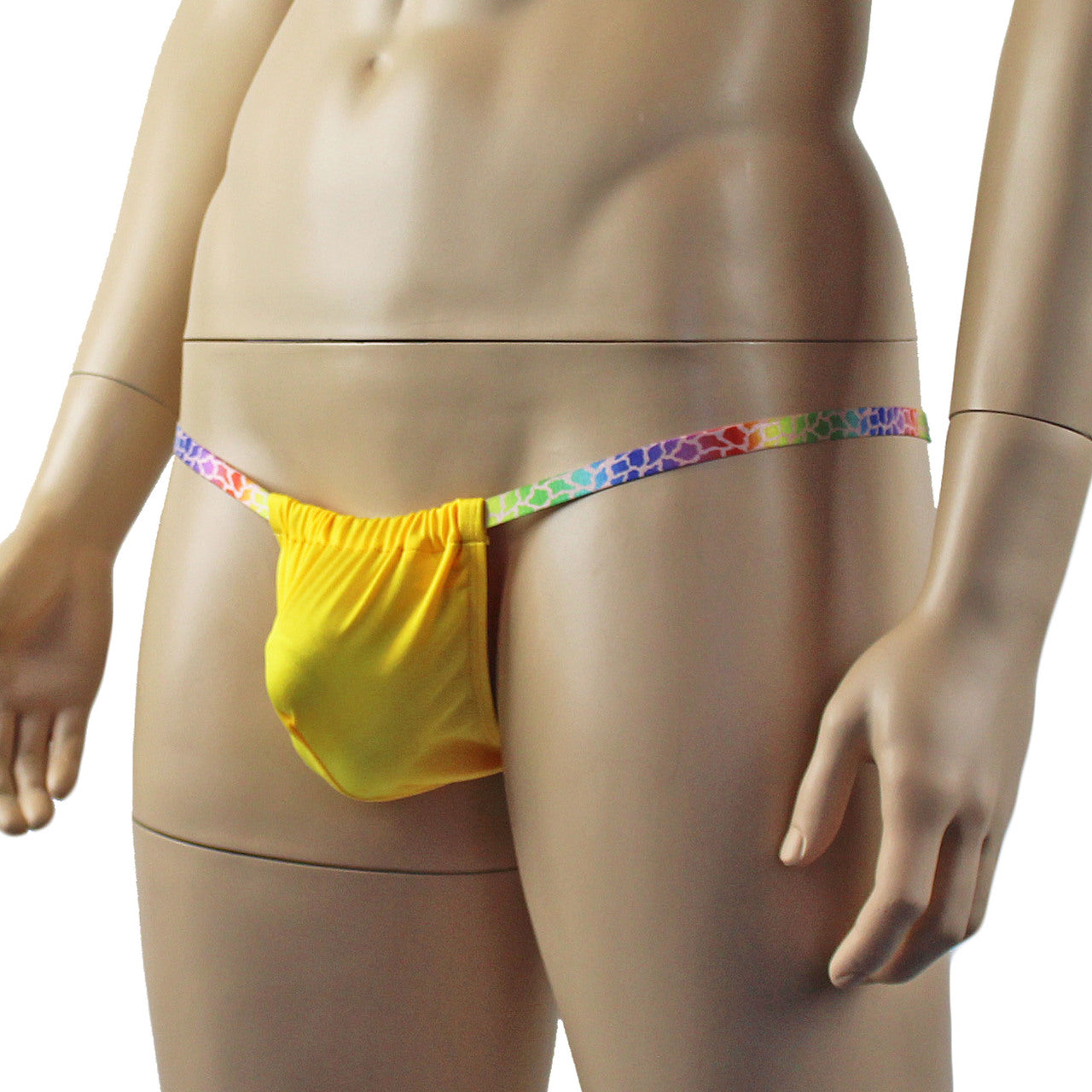Mens Wild Colourful Adjustable Ball Bag Pouch G string Underwear Yellow