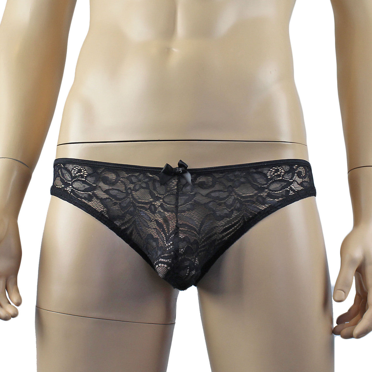Mens Kristy Lace OPEN BACK Capri Brief, Male Panties (black plus other colours)