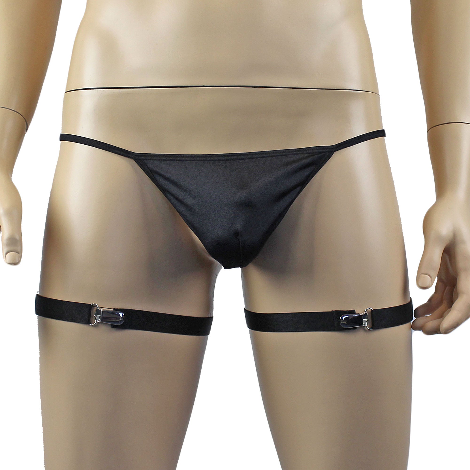 Unisex Zoe Underwear Adjustable Garters with Suspender Clips Black