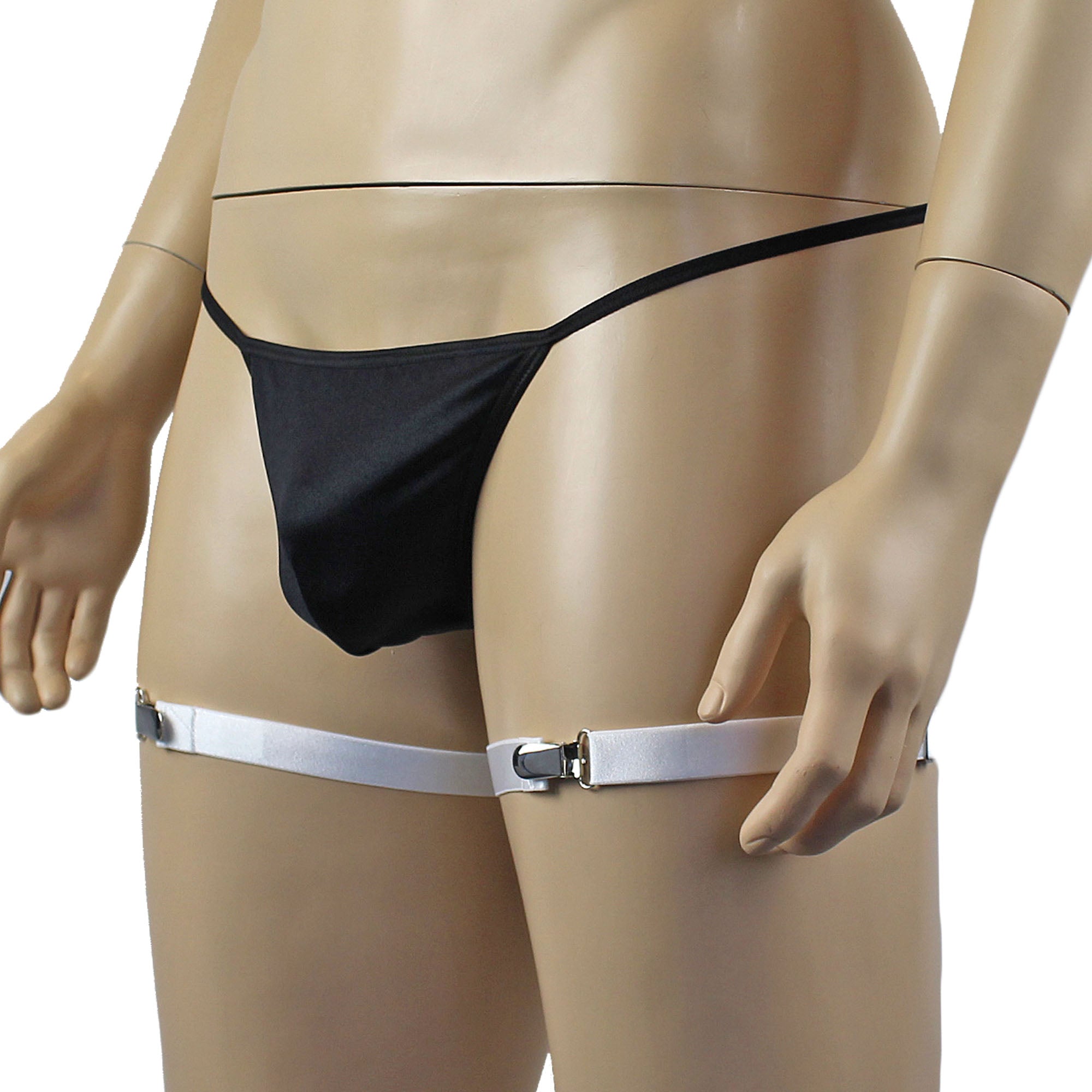 Unisex Zoe Underwear Adjustable Garters with Suspender Clips White